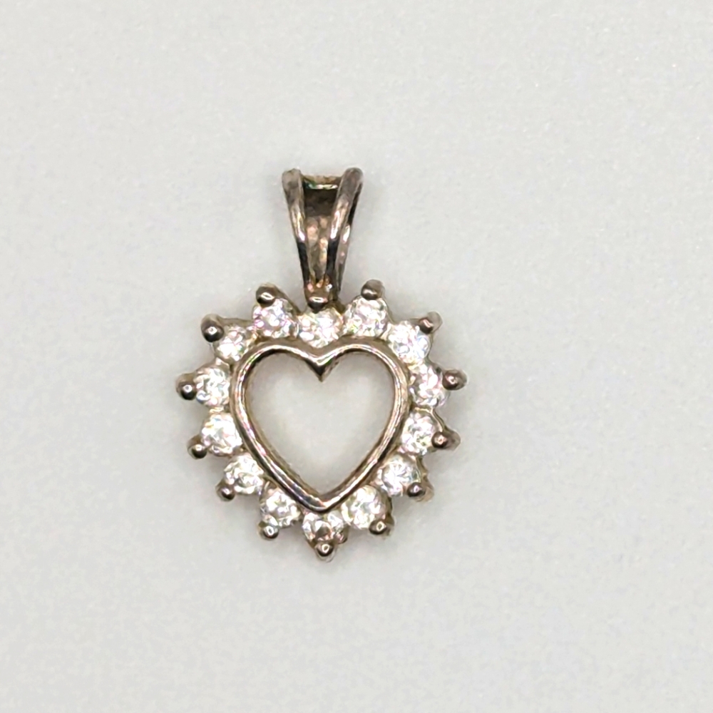 Sterling silver and cubic zirconia heart charm